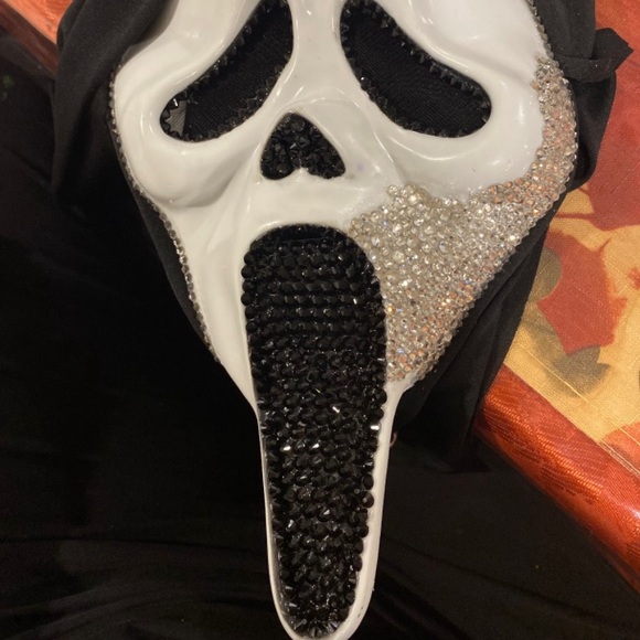 Custom Handmade Bedazzled Ghost Face Mask - Picture 4 of 4